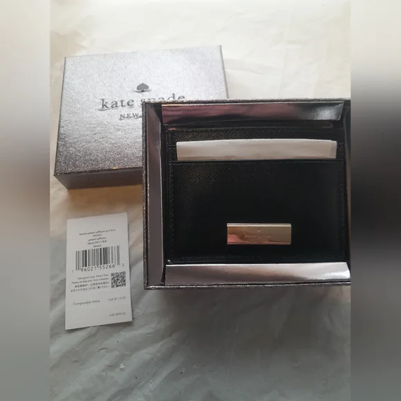 New Kate Spade Kenzie Black Card Holder NWT With Gift Box 🦋 - Picture 4 of 12